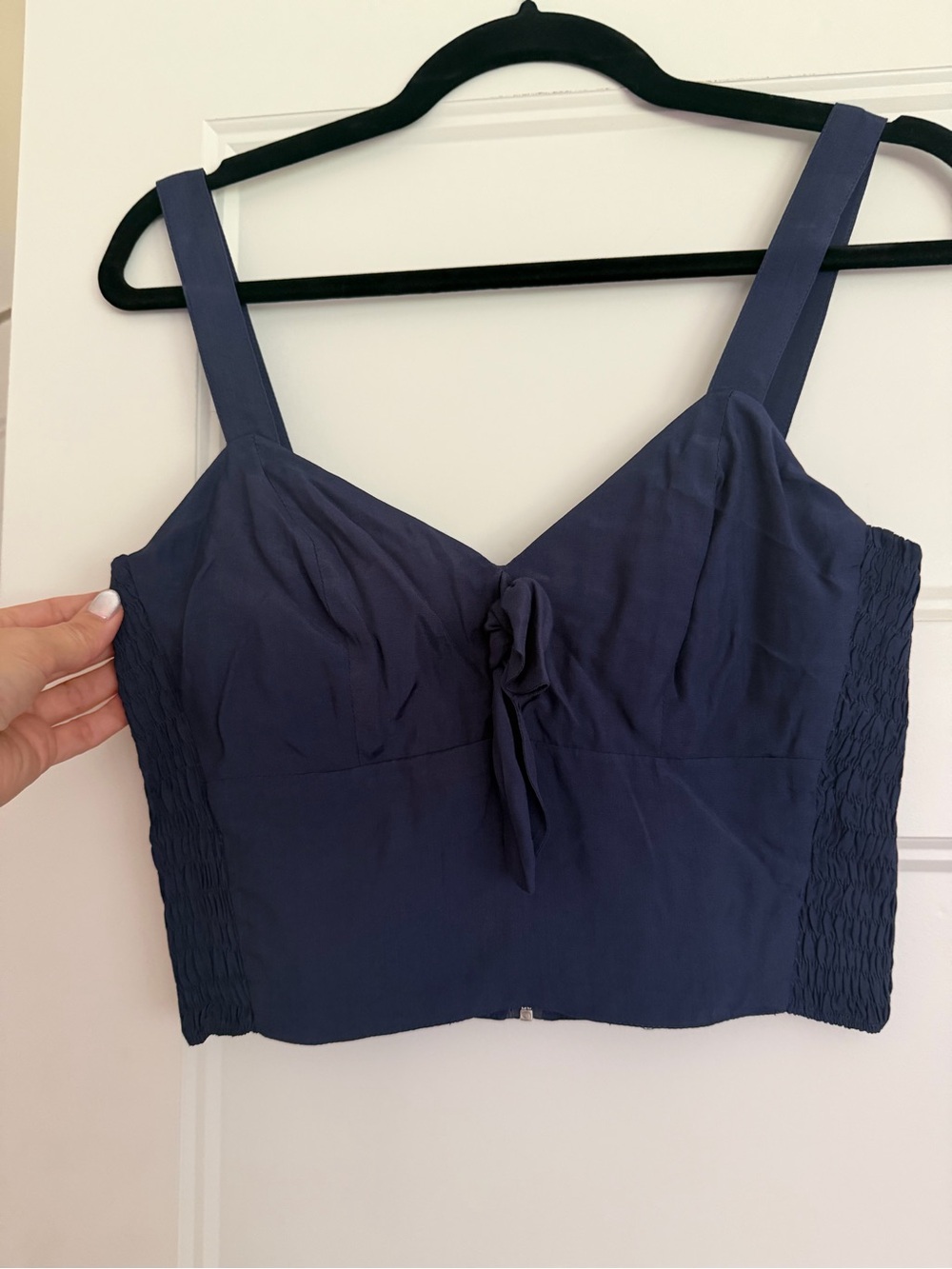 Trashy Diva Navy Blue Crop Tank Top with Tie Front